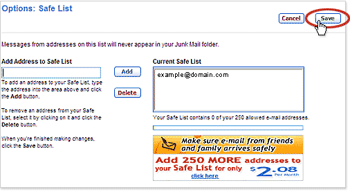 Save to Safe List